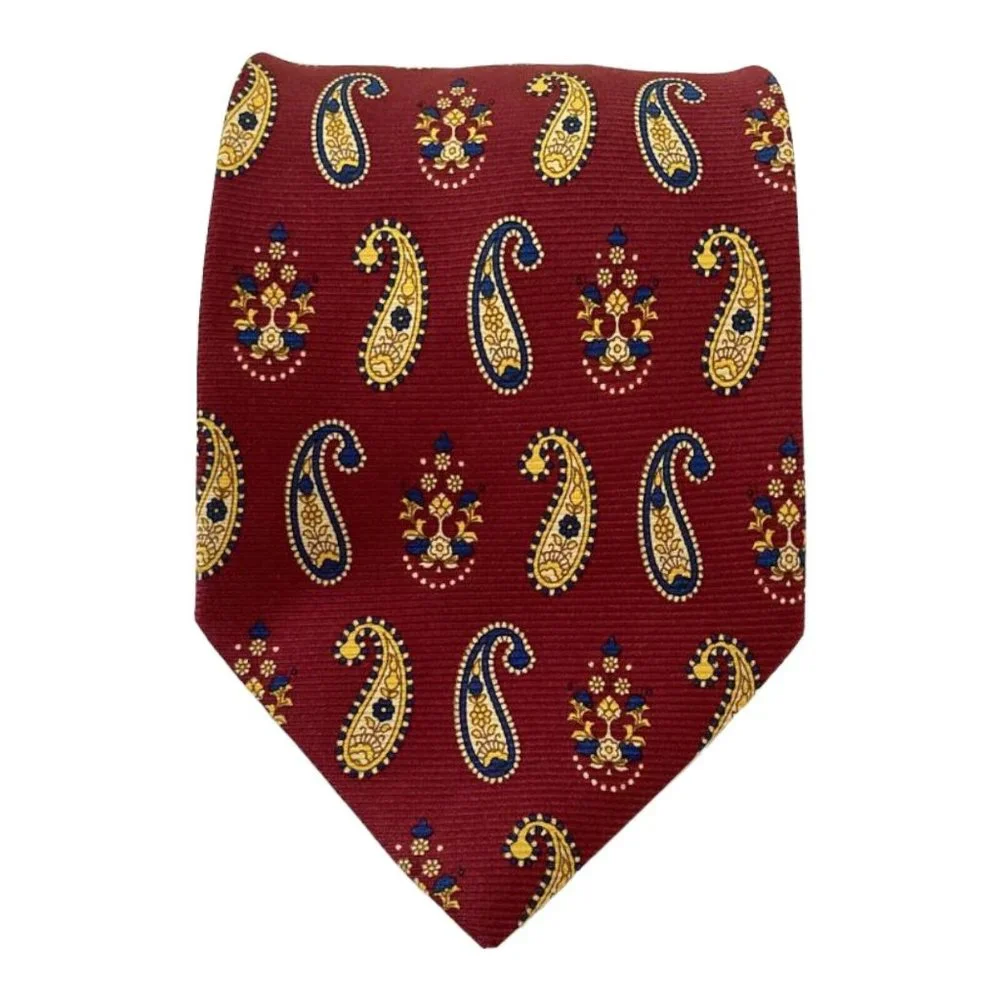 NINA RICCI Red Paisley Silk Tie Hand Made In France 59-